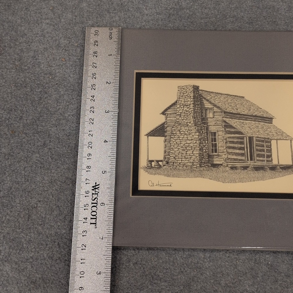 Al Hammond Vintage Print Log Cabin Rustic Architecture Matted Art - Picture 8 of 8